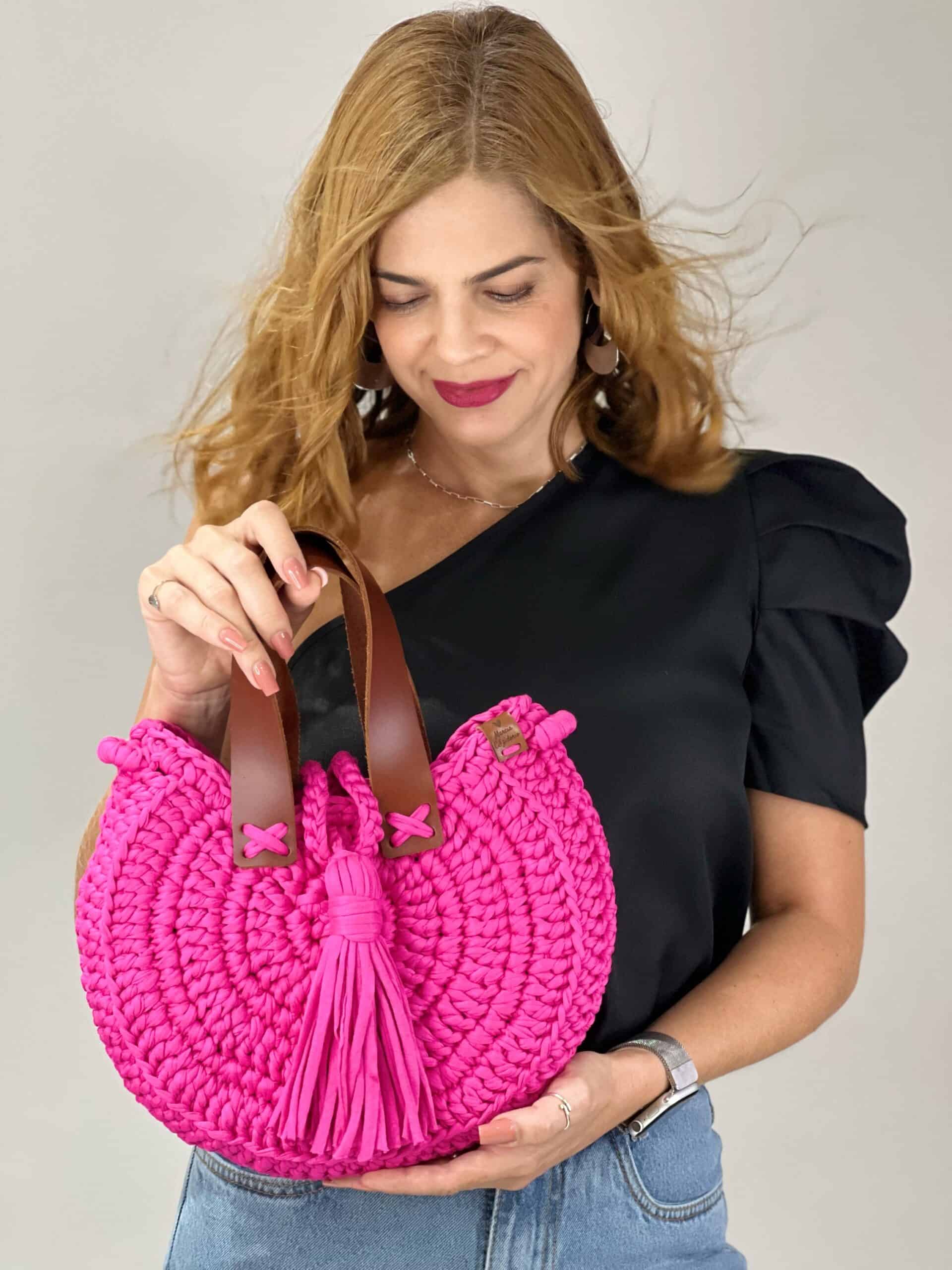 Curso Meia Lua Grande de bolsa de crochê