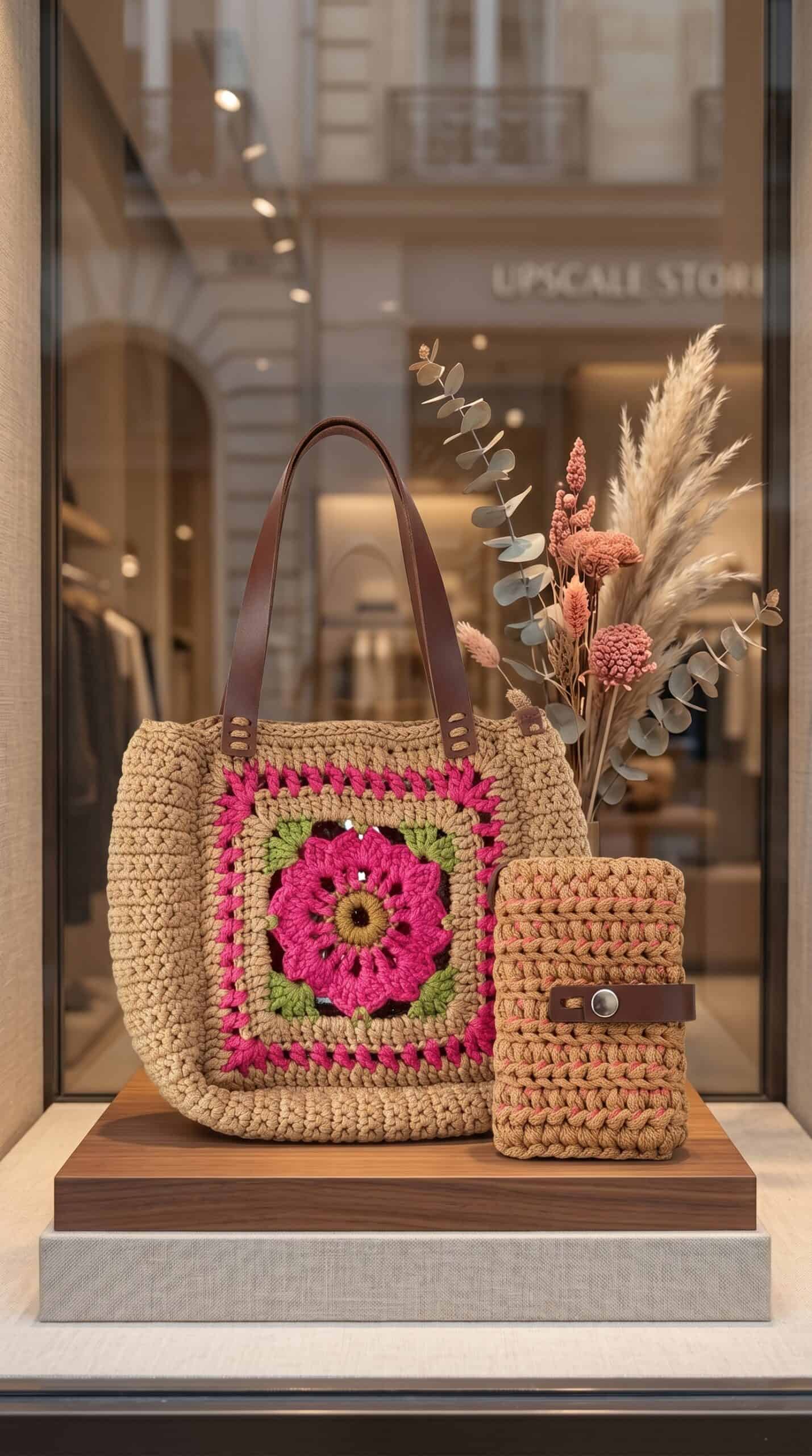 Bolsa Feminina Colorida com Carteira em crochê