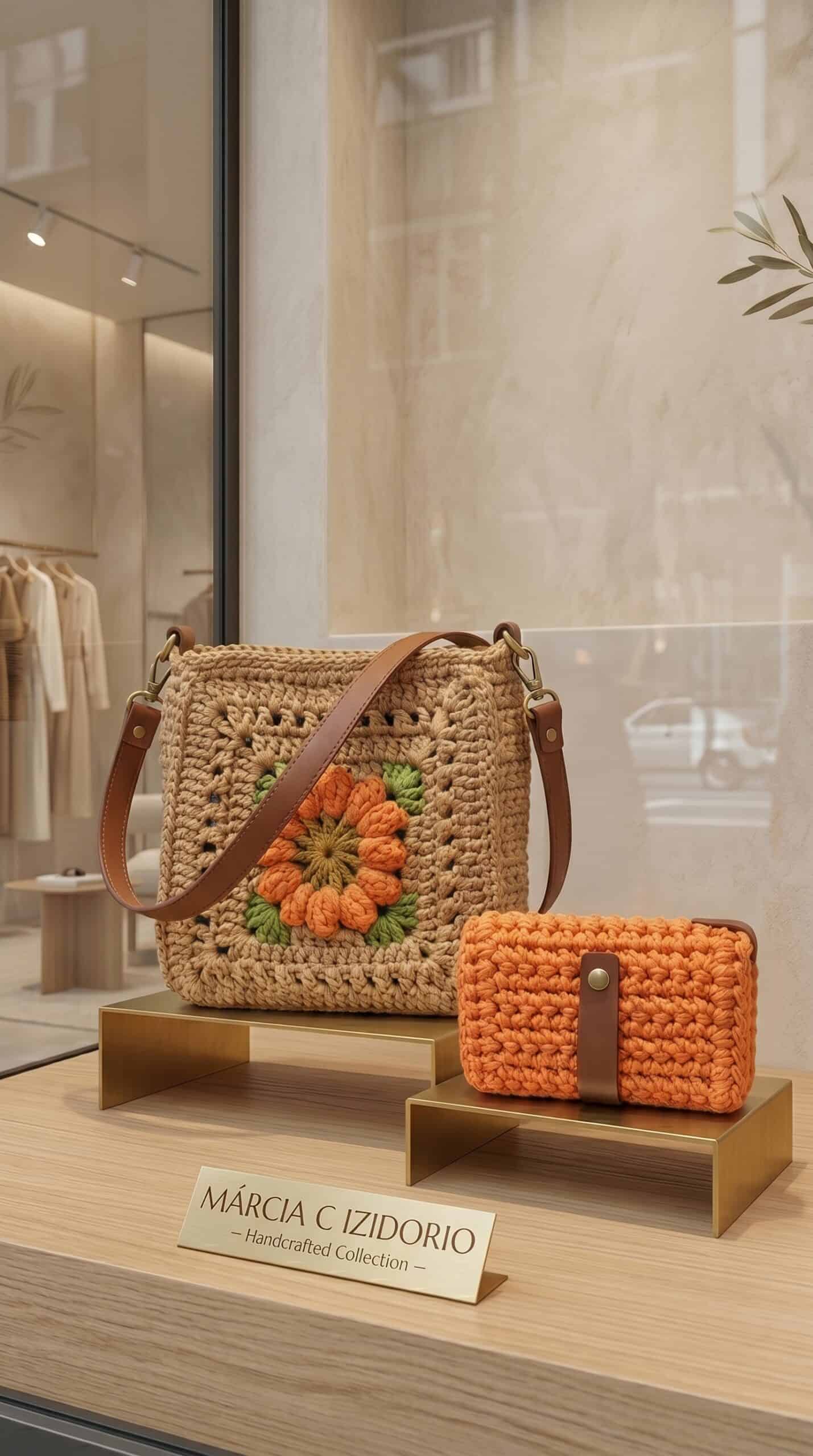 Bolsa Pequena Colorida com Carteira em crochê